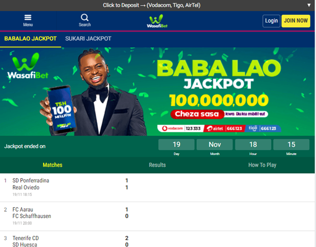 Wasafibet Jackpot 