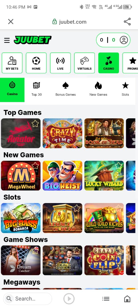 JuuBet Casino Games