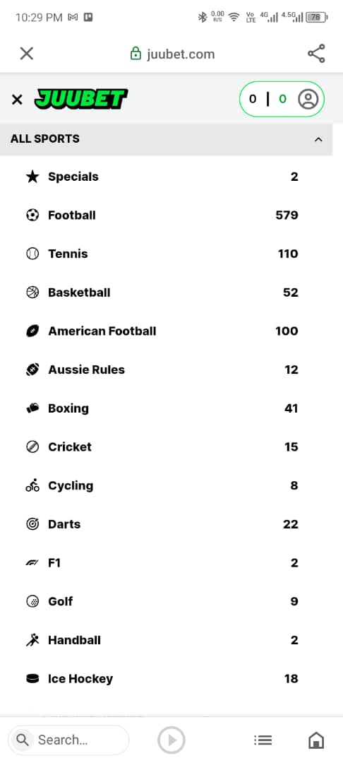 JuuBet Sportsbook, Markets and Odds